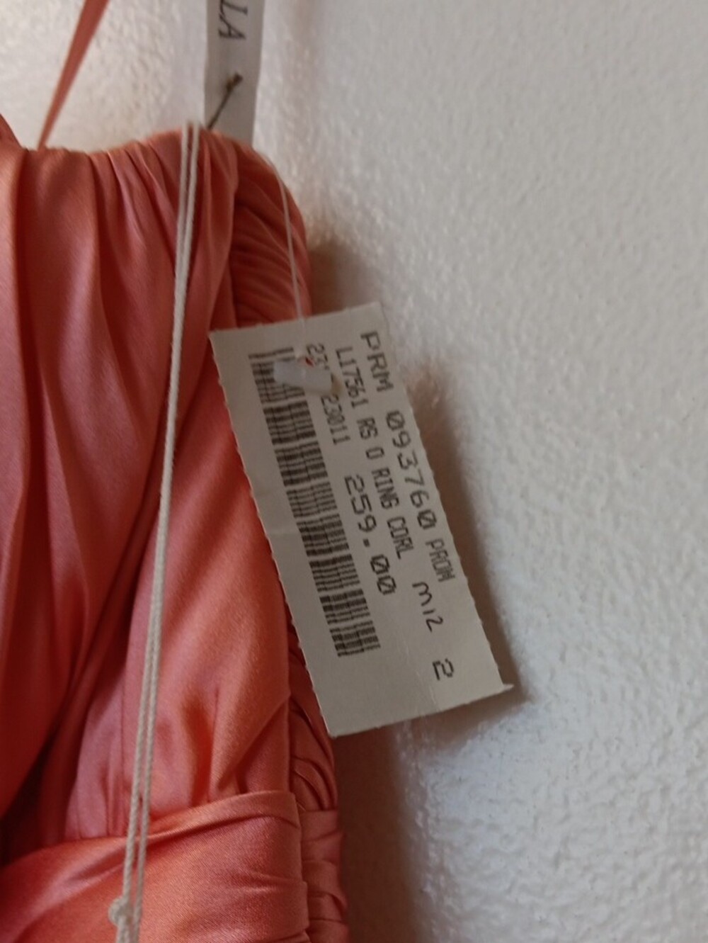 Vintage Mon Cheri Coral Satin High-Low Evening Dress - Picture 6 of 10